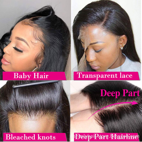 Raw Indian Hair Wig Transparent Lace 30 Inch Lace Frontal Wig Cuticle Aligned Bone Straight Human Hair Lace Wig Vendors